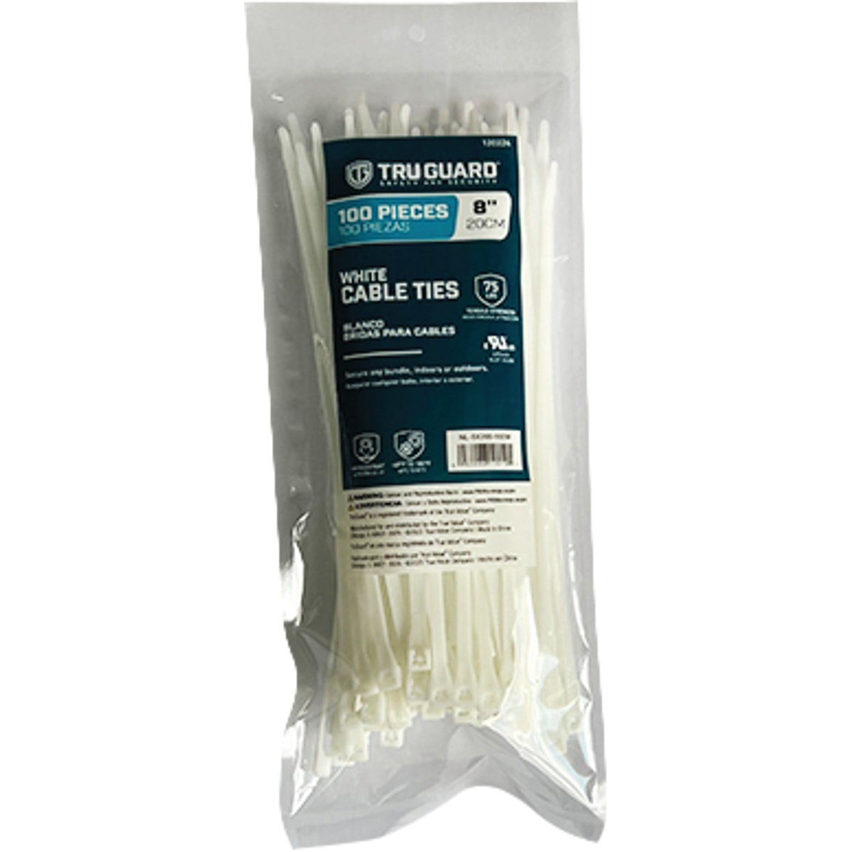 TruGuard 8 In. White CableTie (100-Pack) Image 1