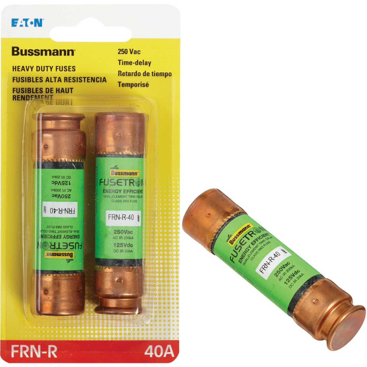 Bussmann 40A FRN-R Cartridge Heavy-Duty Time Delay Cartridge Fuse (2-Pack) Image 1
