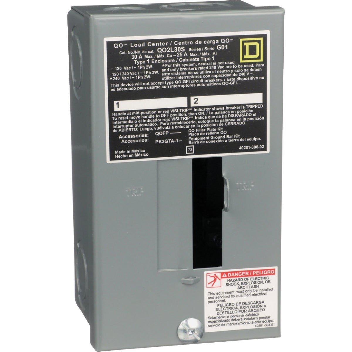 Square D QO 30A 2-Space 2-Circuit Indoor Main Lug Load Center Image 1