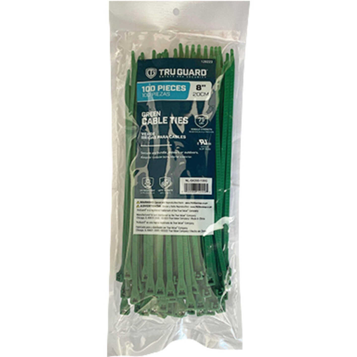 TruGuard 8 In. Green Self-Locking Cable Ties (100-Pack) Image 1