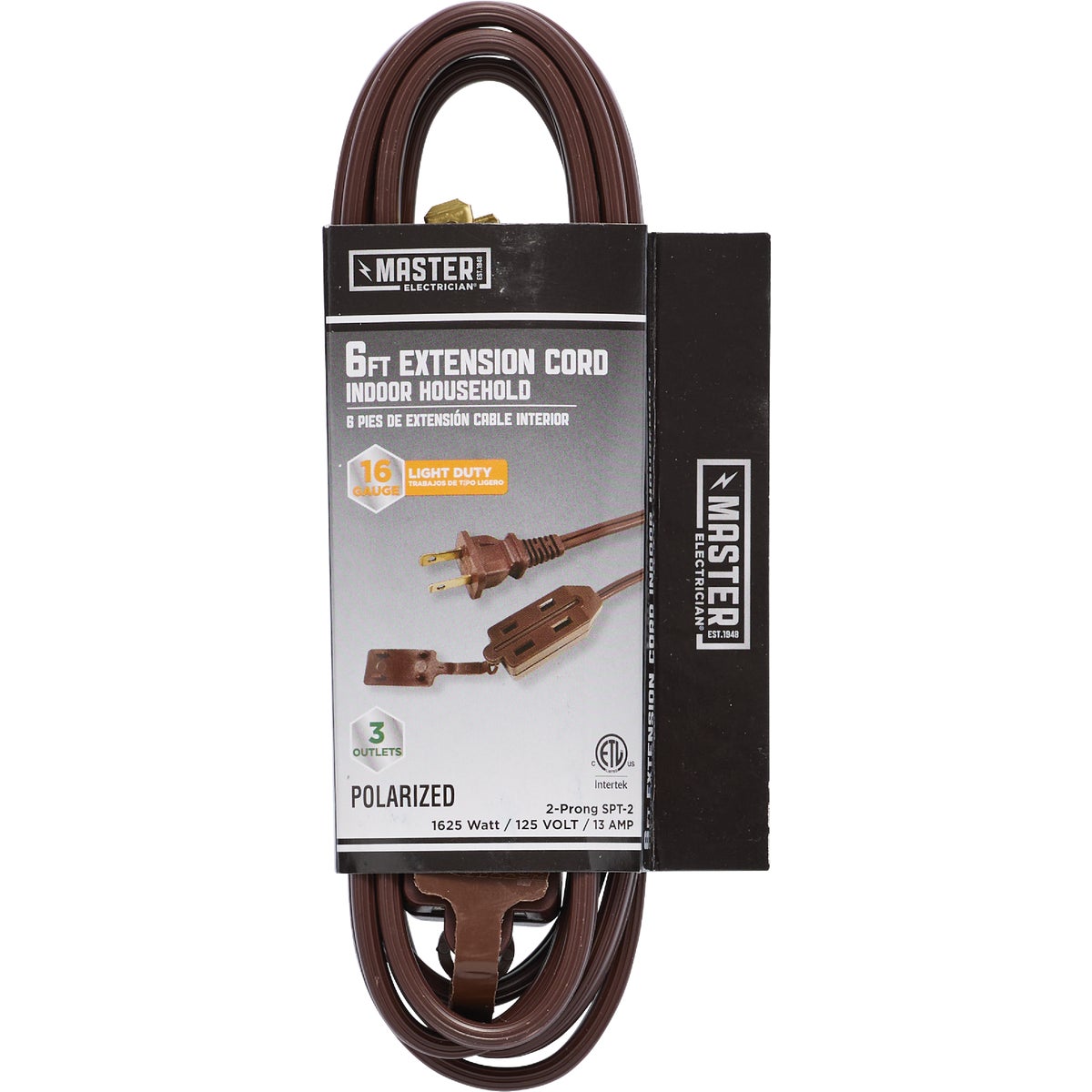Master Electrician 6 Ft. 16/2 Brown Cube Tap Extension Cord