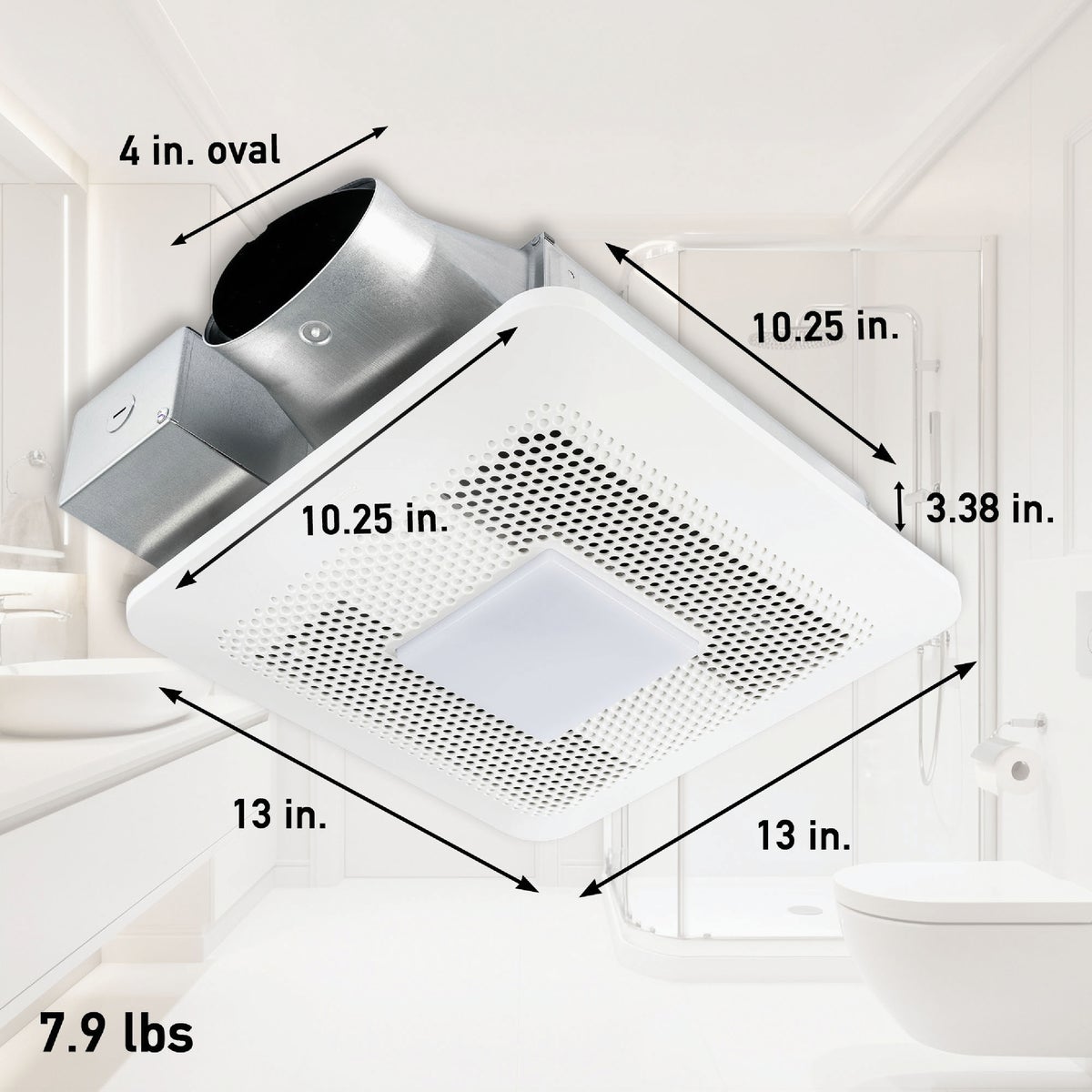 Panasonic Whisper Thin 80/100 CFM Bathroom Exhaust Fan with Dimmable LED Light Image 2