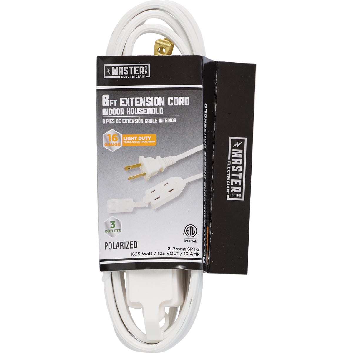 Master Electrician 6 Ft. 16/2 White Cube Tap Extension Cord
