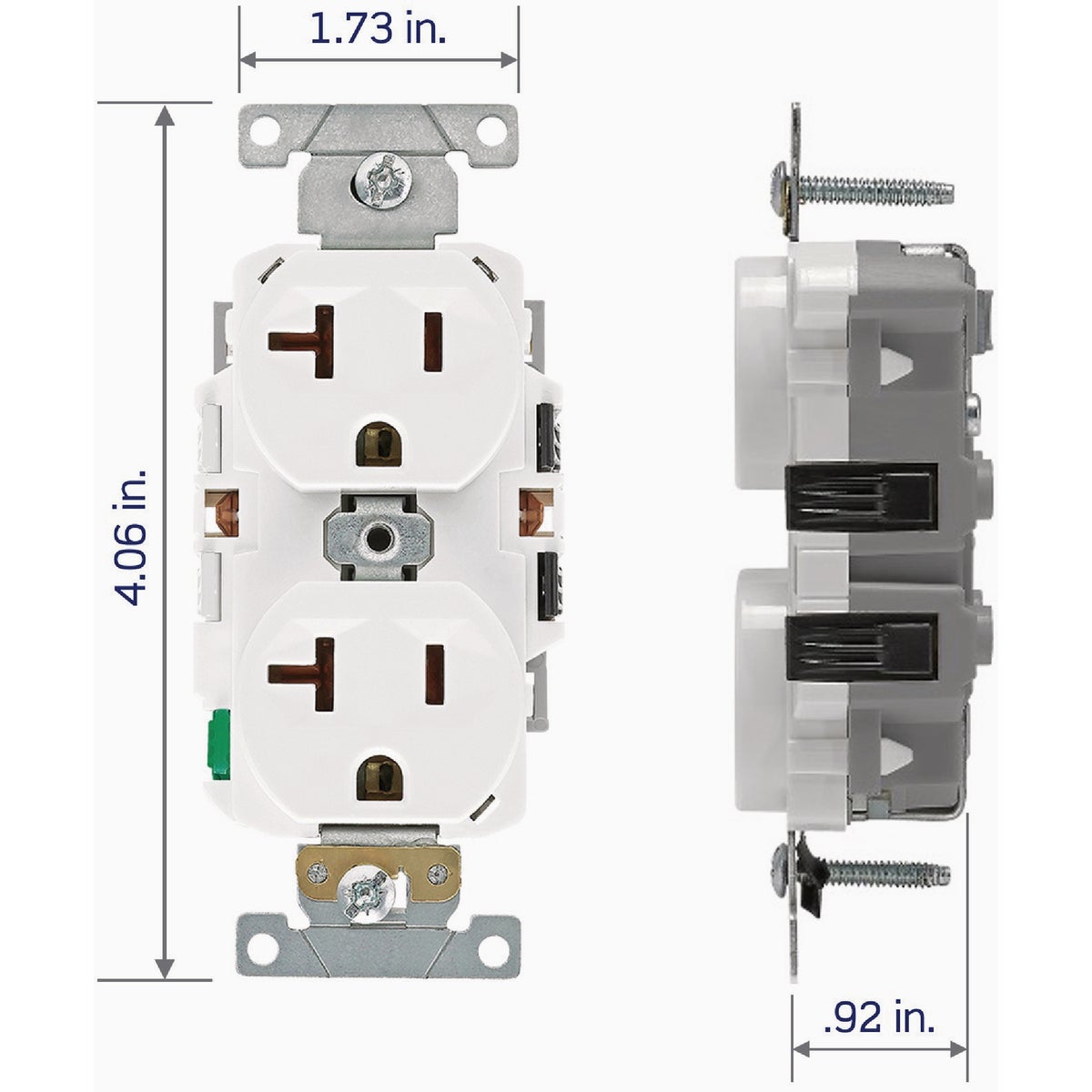 Leviton Lever Edge White 15A Commercial Grade 5-20R Duplex Outlet Image 6