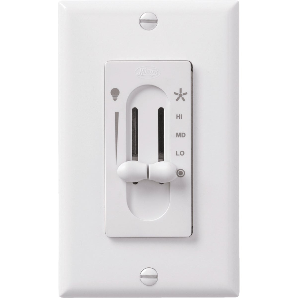 Hunter White 3-Speed/Full Range Dimmer Dual Slide Fan Control Switch