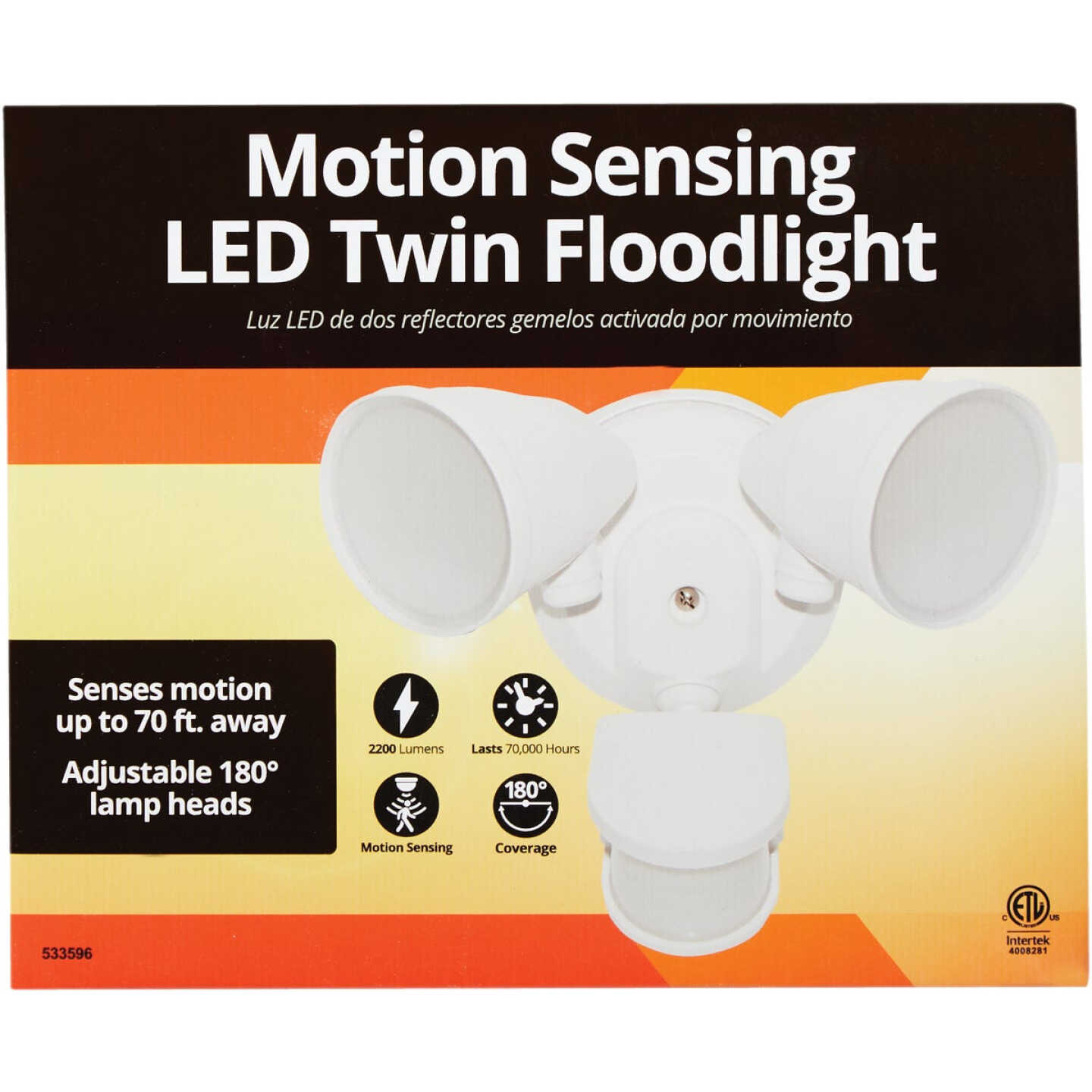 White Motion Sensing LED Floodlight Fixture Image 2