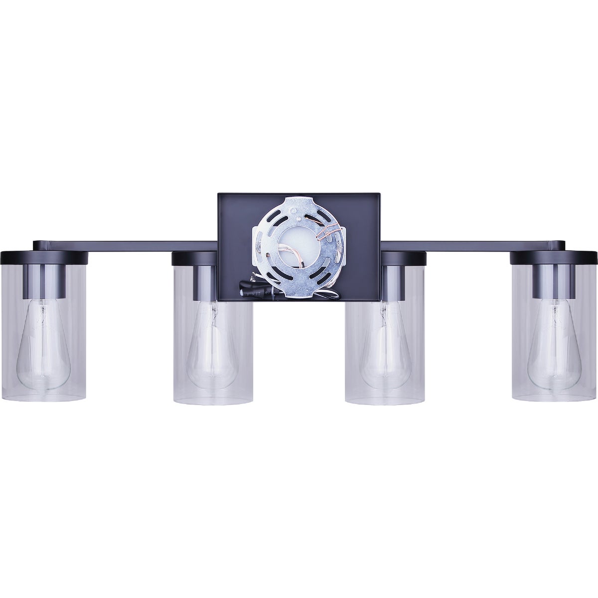 Canarm Britton 4-Light Black Vanity Bath Light Fixture, Clear Glass Image 5