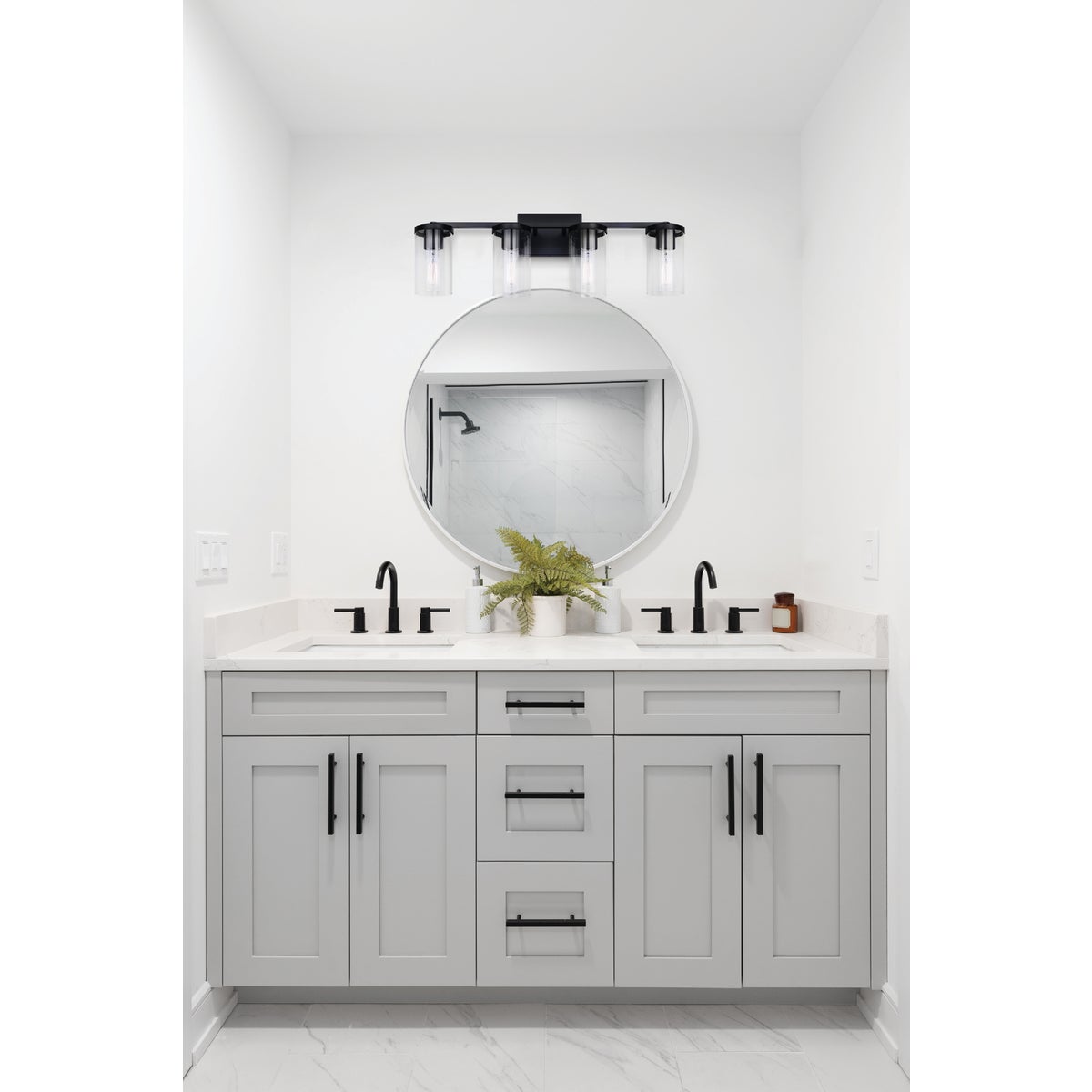 Canarm Britton 4-Light Black Vanity Bath Light Fixture, Clear Glass Image 2