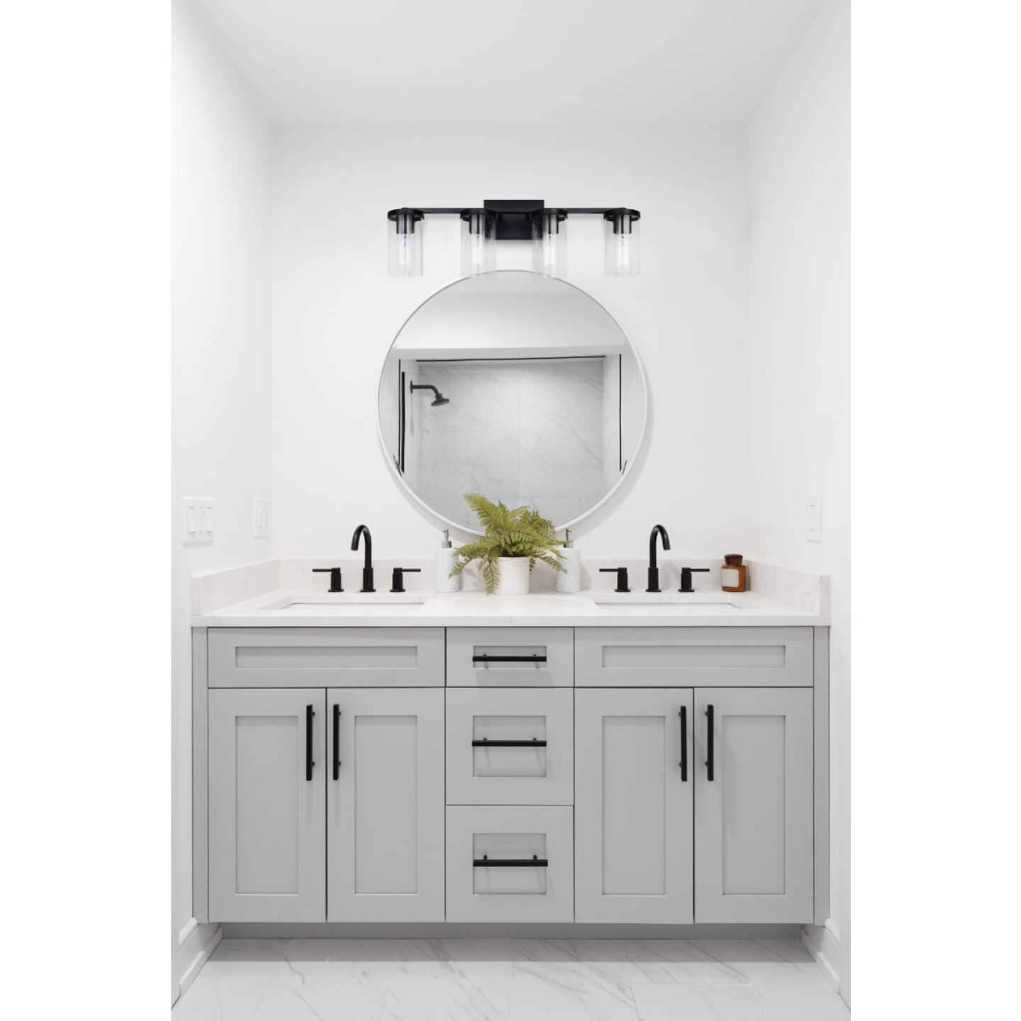 Canarm Britton 4-Light Black Vanity Bath Light Fixture, Clear Glass Image 2