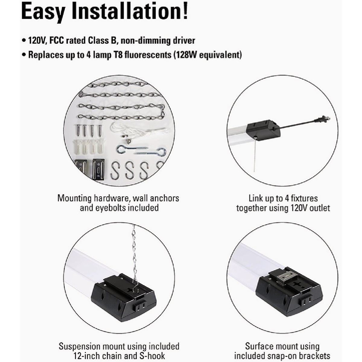 Metalux 46 In. 128W Equivalent 10,000 Lm. LED Shop Light Image 4
