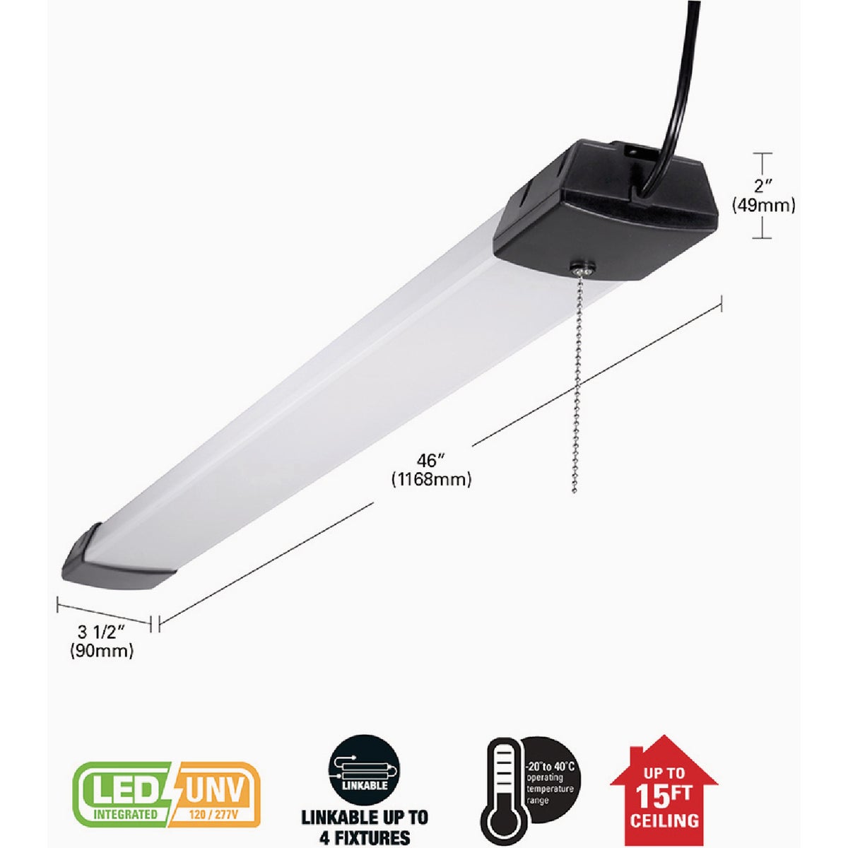 Metalux 46 In. 128W Equivalent 10,000 Lm. LED Shop Light Image 2