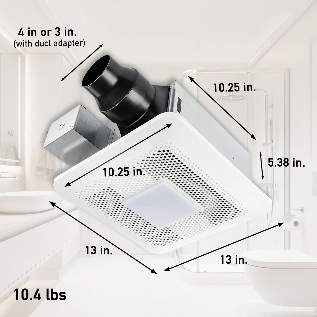Panasonic Whisper Remodel 80/110 CFM Bathroom Exhaust Fan with Dimmable LED Light Image 2