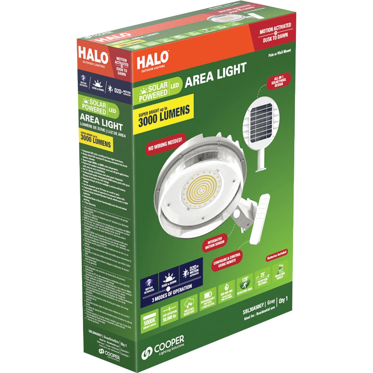 Halo Motion Activated Dusk to Dawn Selectable Lumen Solar Flood Light with Remote Control Image 8
