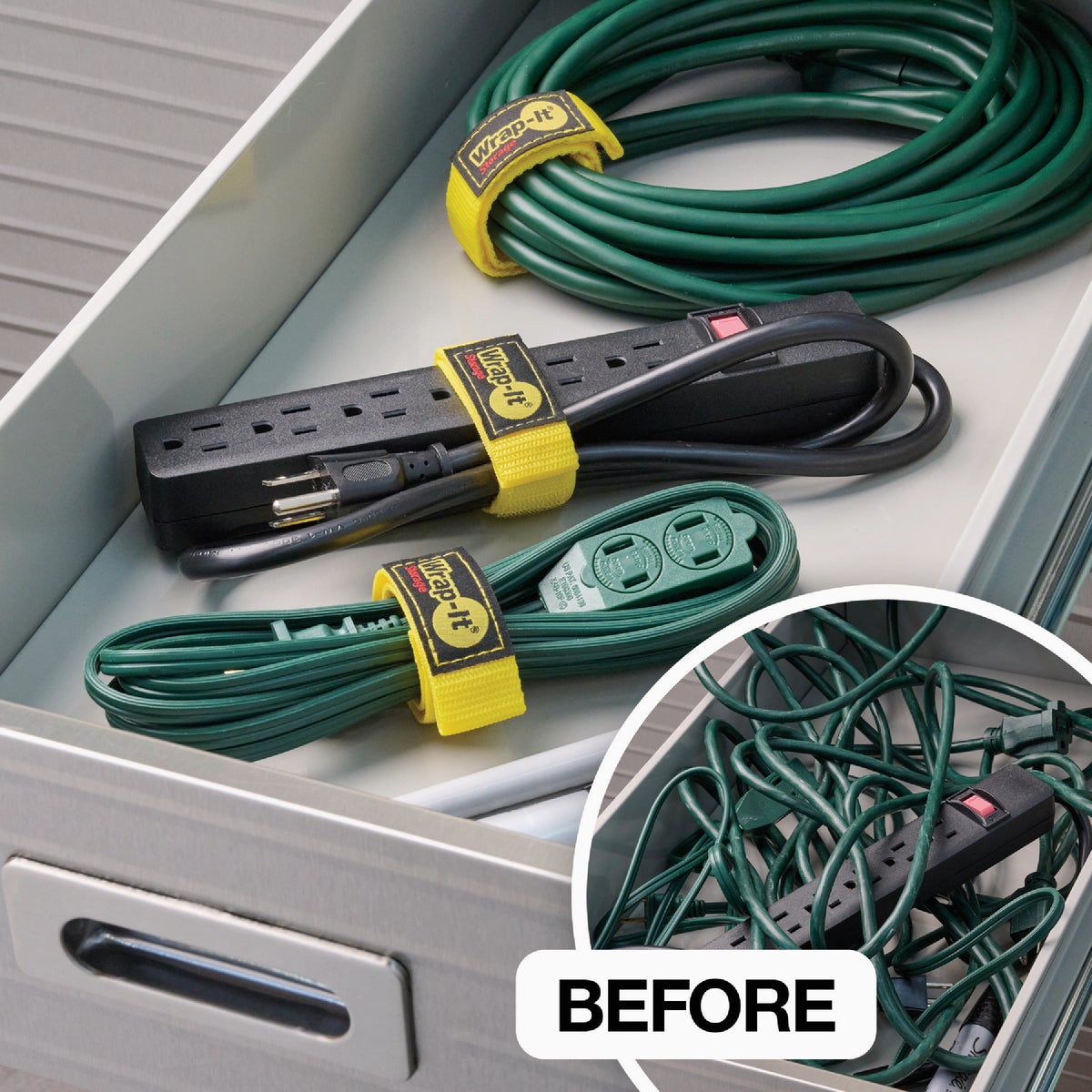 Wrap-It Storage Quick-Straps 12 In. Yellow Weatherproof Hook & Loop Strap Image 4