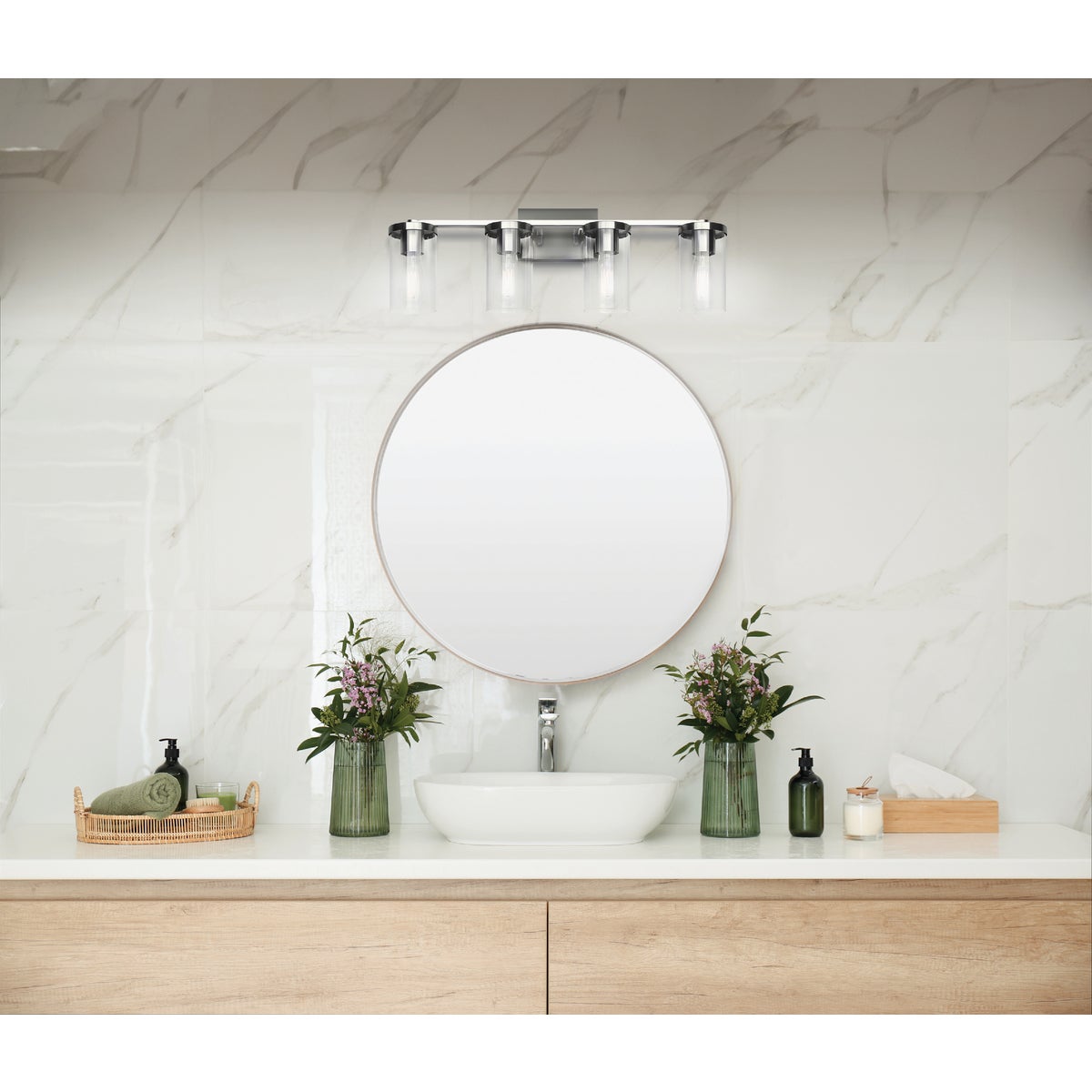 Canarm Britton 4-Light Brushed Nickel Vanity Bath Light Fixture, Clear Glass Image 2