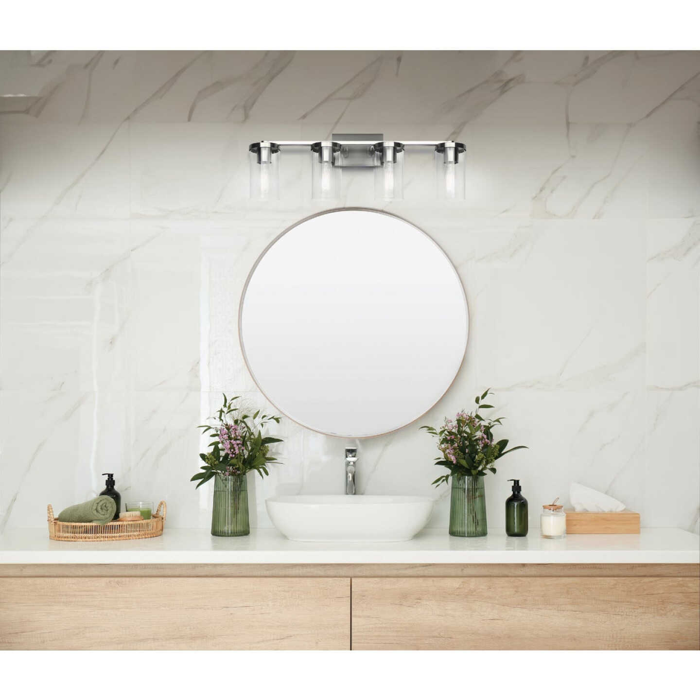 Canarm Britton 4-Light Brushed Nickel Vanity Bath Light Fixture, Clear Glass Image 2