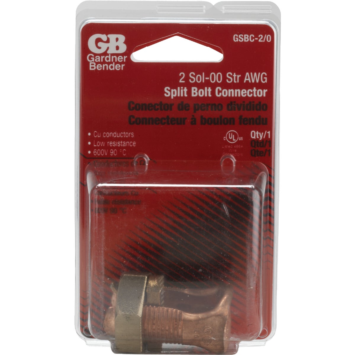 Southwire #2 STR to #2/0 STR Wire Copper Alloy Split Bolt Connector Image 2