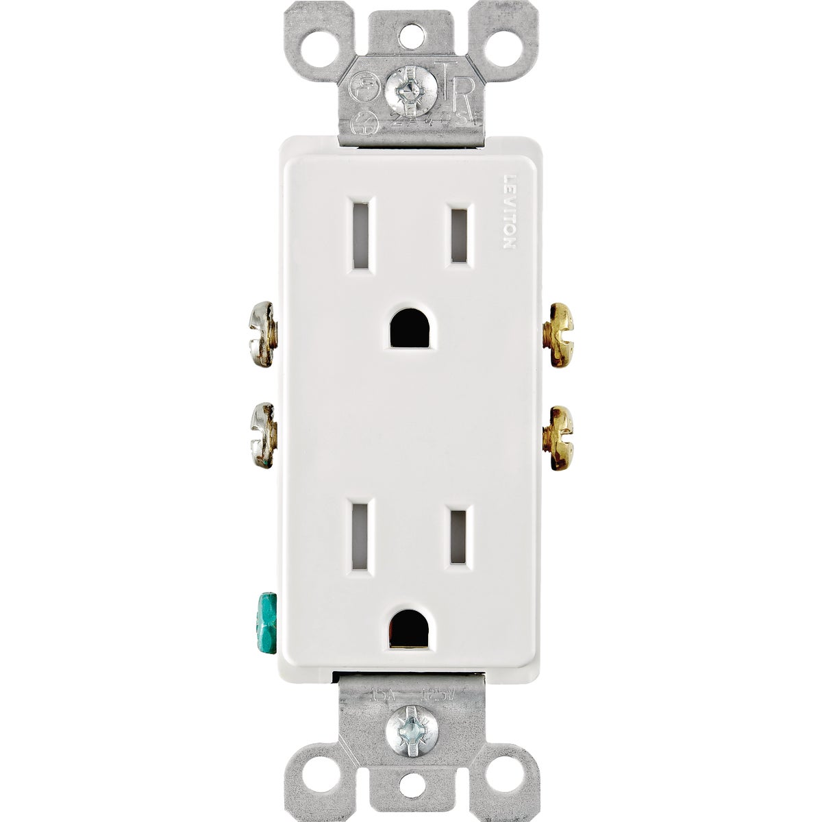 Leviton Decora 15A White Tamper Resistant Residential Grade 5-15R Duplex Outlet