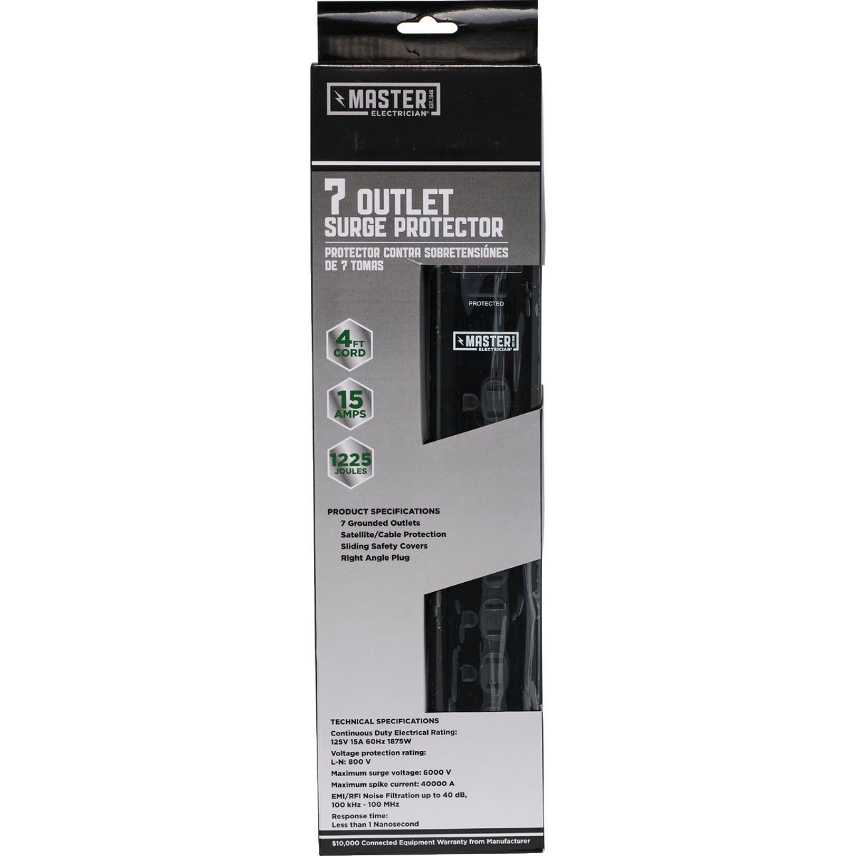 Do it Best 7-Outlet 1085J Black Multimedia with Coax Cable Surge Protector Strip