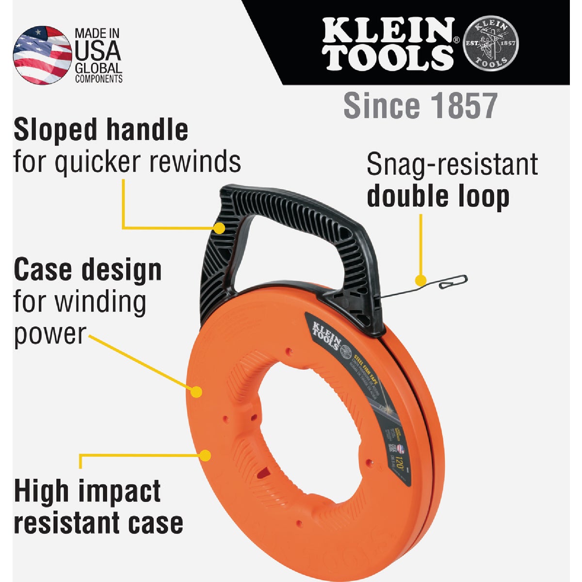Klein 1/8 In. W. x 120 Ft. L. Steel Fish Tape Image 6