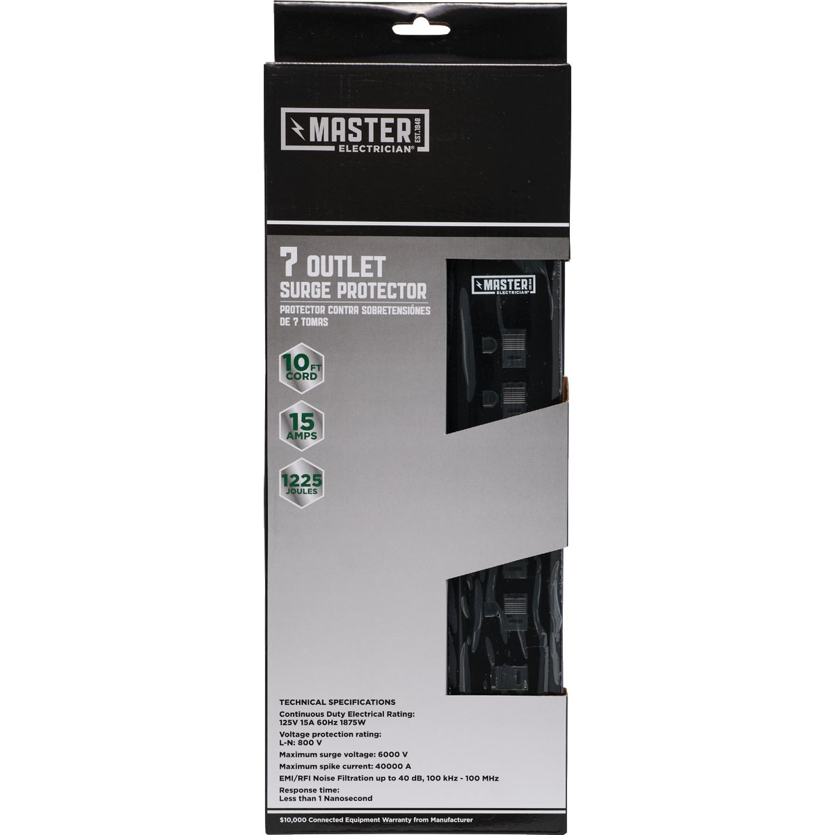 Do it Best 7-Outlet 1060J Black Surge Protector with 10 Ft. Cord