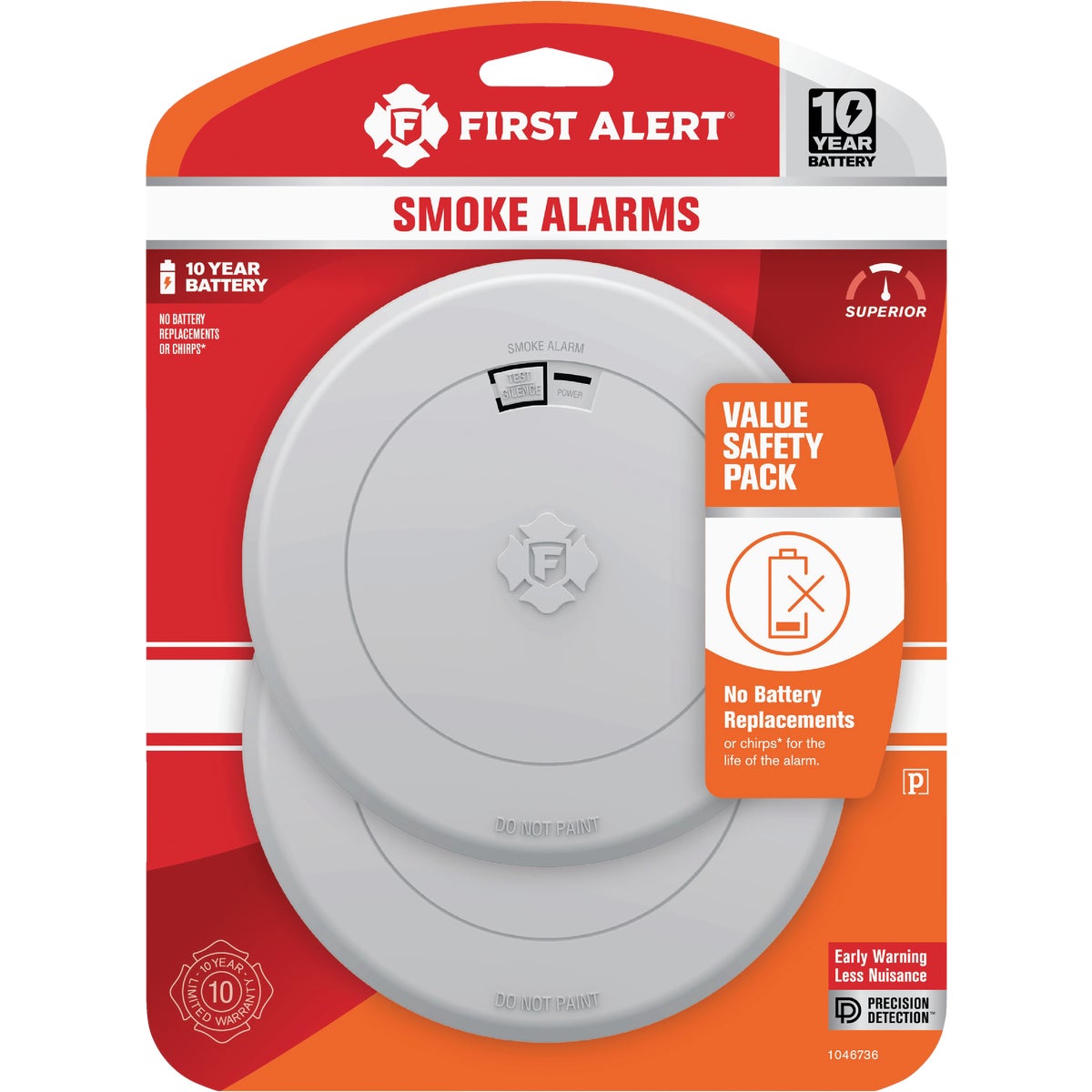 First Alert SM210 10-Year Battery Photoelectric Smoke Alarm with Slim Profile (2-Pack)