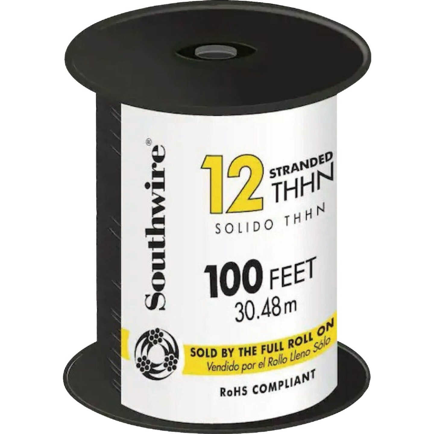 Southwire SIMpull 100 Ft. 12 AWG Stranded Black THHN Electrical Wire Image 1