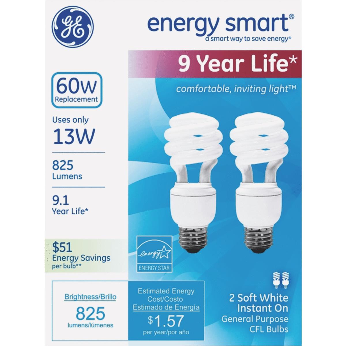 2PK 13W WW MINI CFL BULB