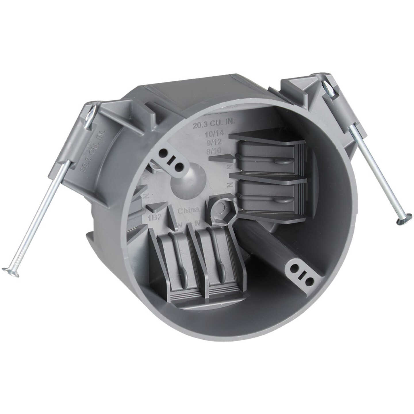 50 Lb. Rating Nail On PVC Molded New Work Ceiling Box Image 1