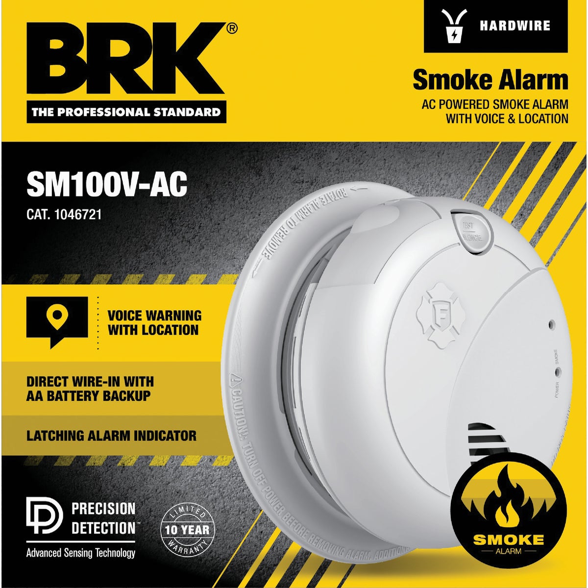 BRK SM100V-AC Interconnect Hardwired  Photoelectric Smoke Alarm with Voice Alerts Image 2