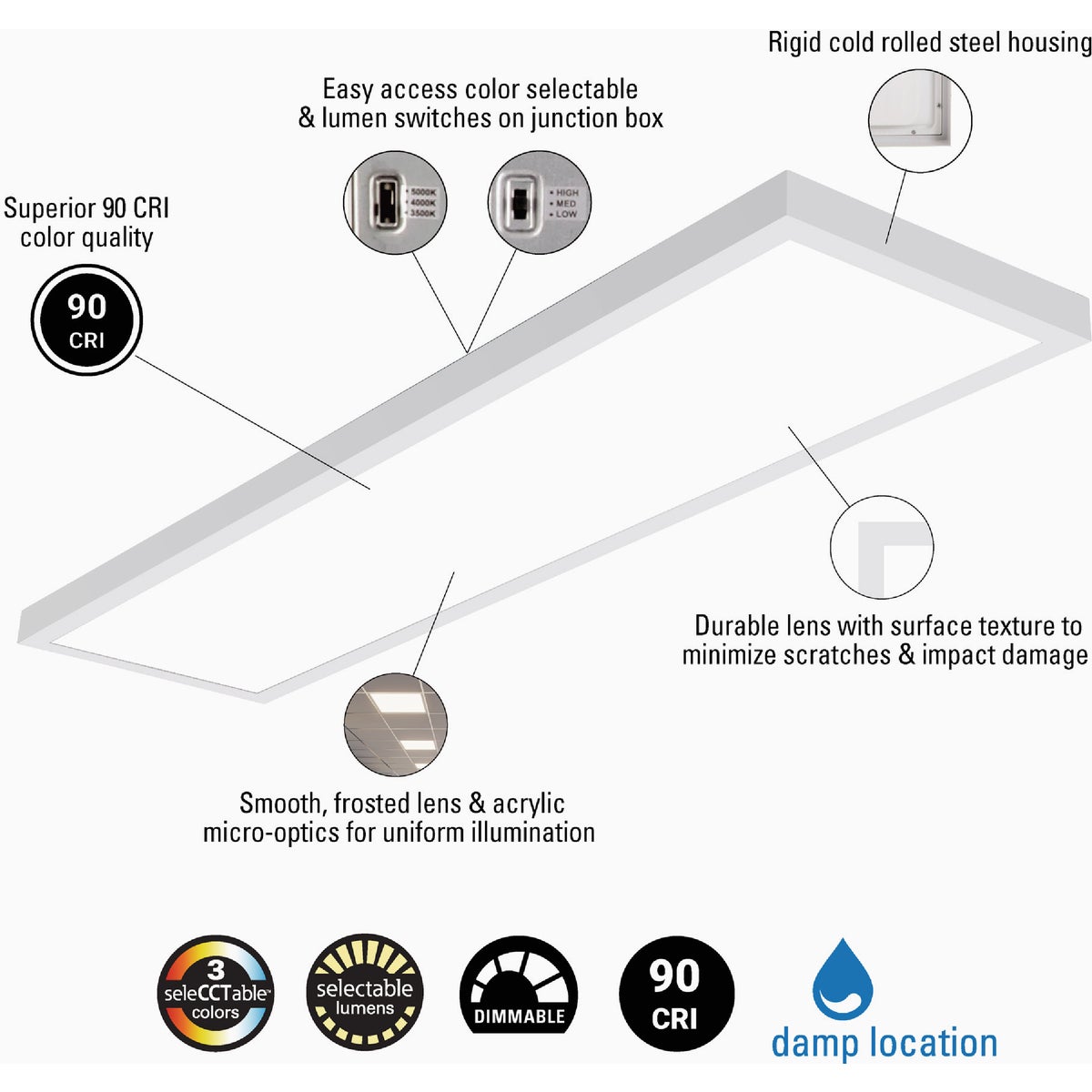 Metalux 1 Ft. x 4 Ft. Multi-Mount Utility Surface Mount Fixture Image 3