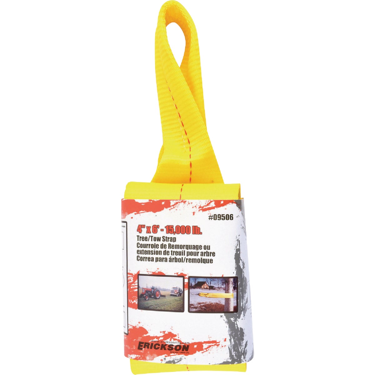 Erickson 4 In. x 6 Ft. 15,000 Lb. Polyester Tow Strap with Loops, Yellow Image 2