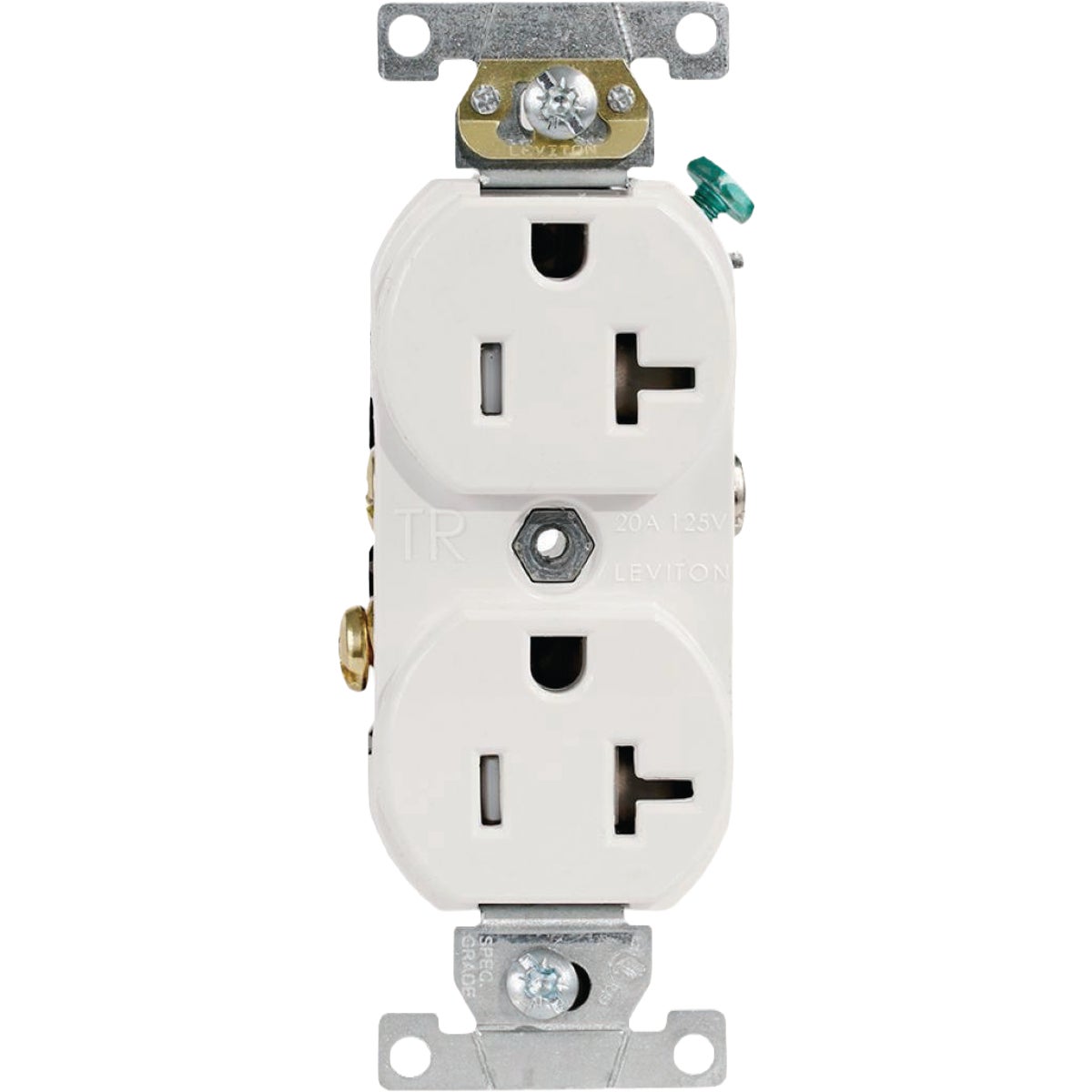 Leviton 20A White 125V Commercial Grade Tamper Resistant Duplex Outlet/Receptacle Image 1