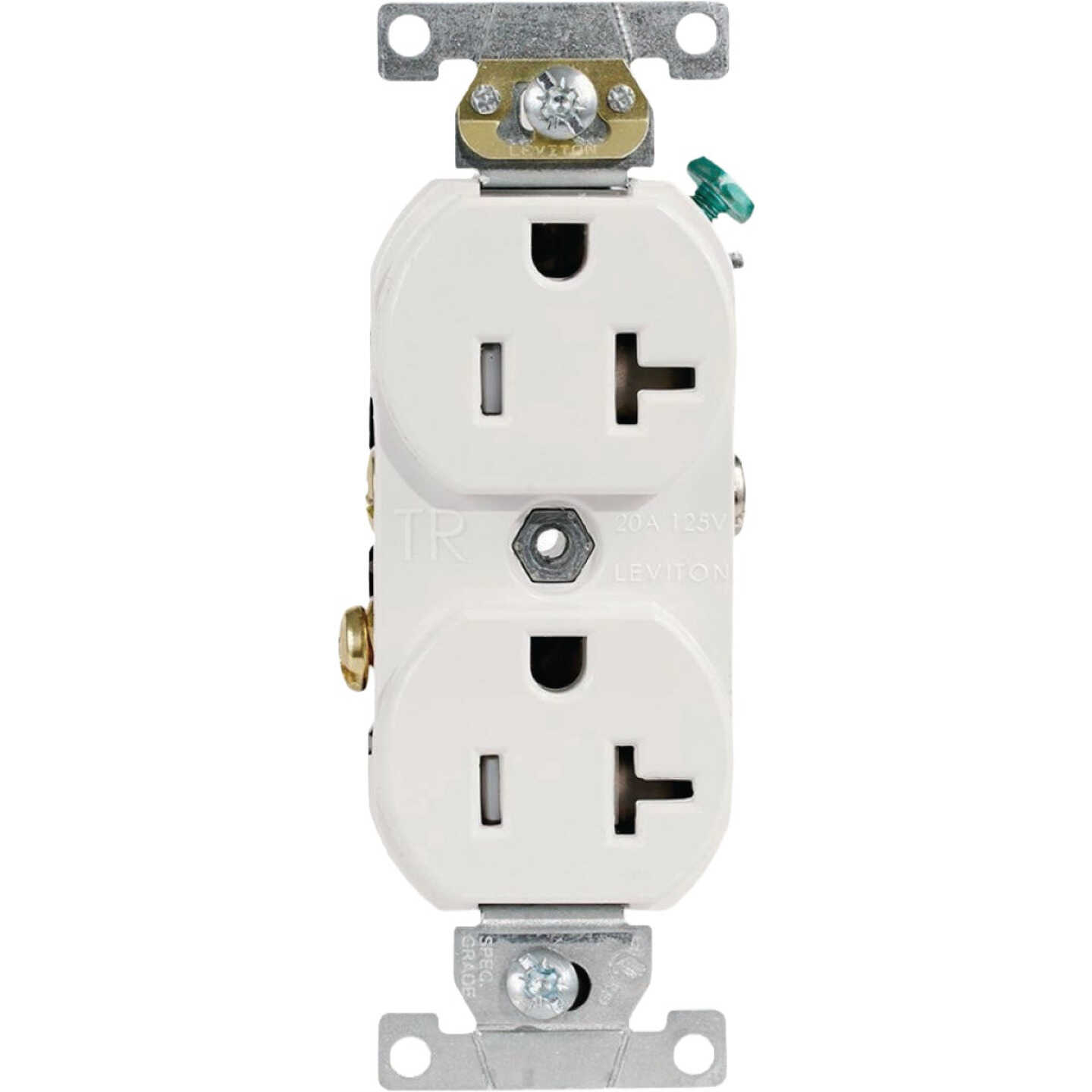 Leviton 20A White 125V Commercial Grade Tamper Resistant Duplex Outlet/Receptacle Image 1