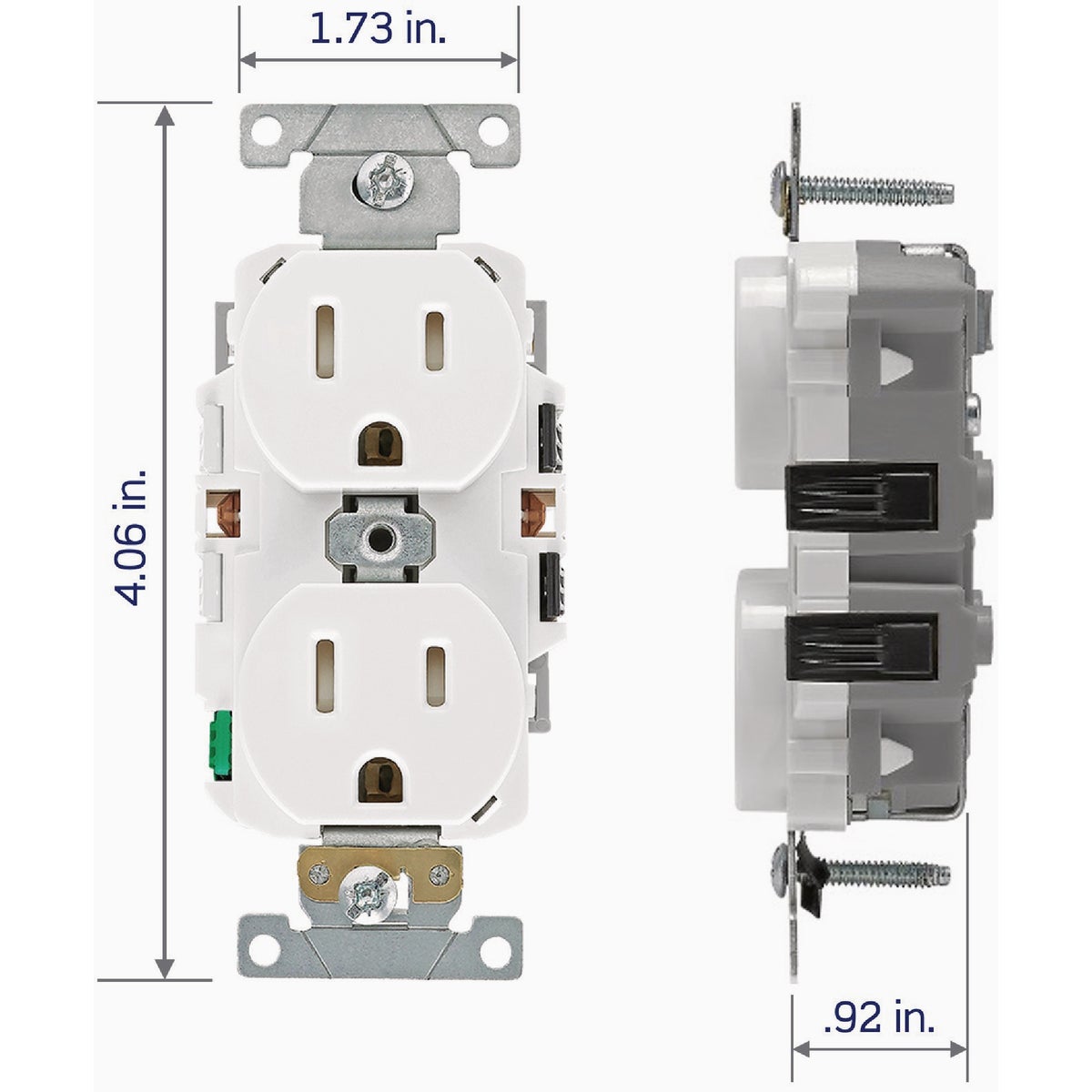 Leviton Lever Edge White 15A Commercial Grade 5-15R Tamper Resistant Duplex Outlet Image 6