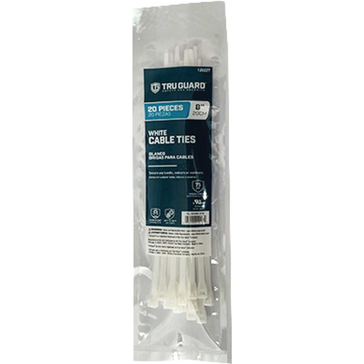 TruGuard 8 In. White Self-Locking Cable Ties (20-Pack) Image 1