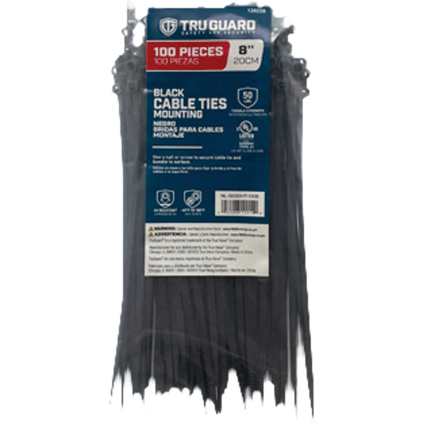 TruGuard 8 In. Black Mounting Cable Ties (100-Pack) Image 1