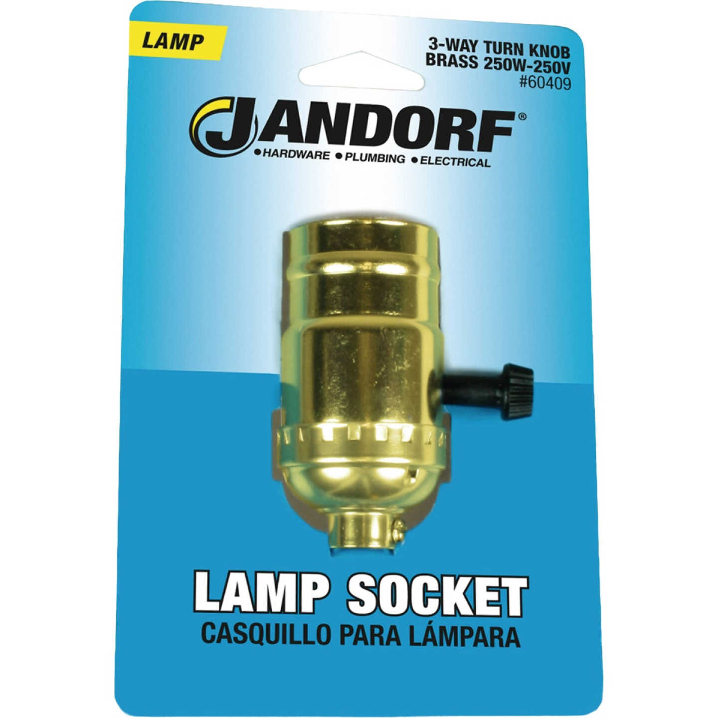 Jandorf 3-Way Turn Knob Medium Base Brass Lamp Socket Image 2