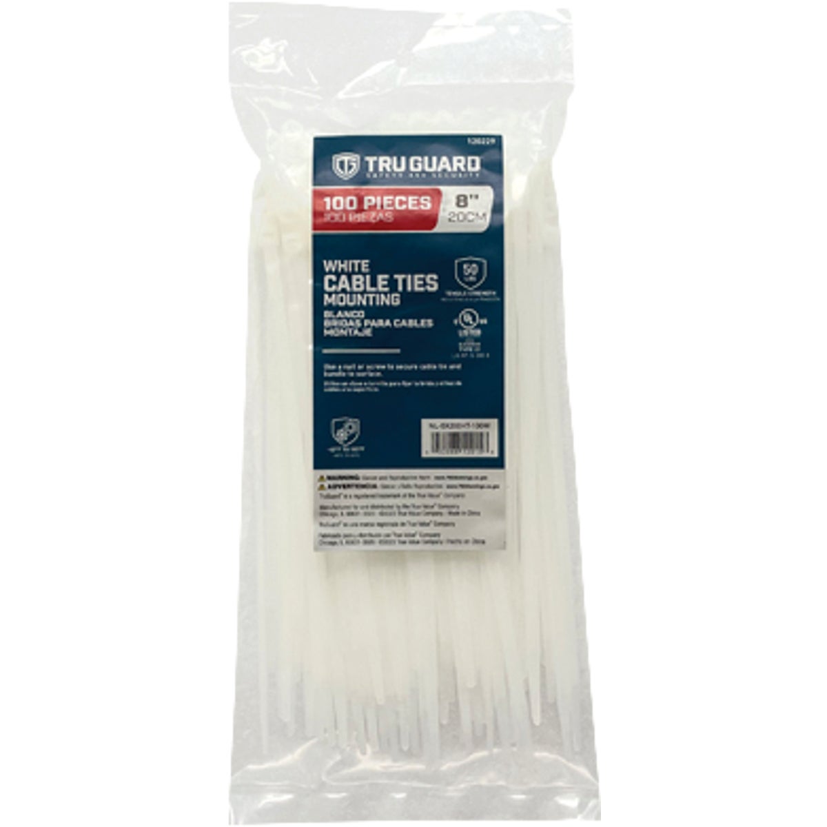 TruGuard 8 In. White Mounting Cable Ties (100-Pack) Image 1