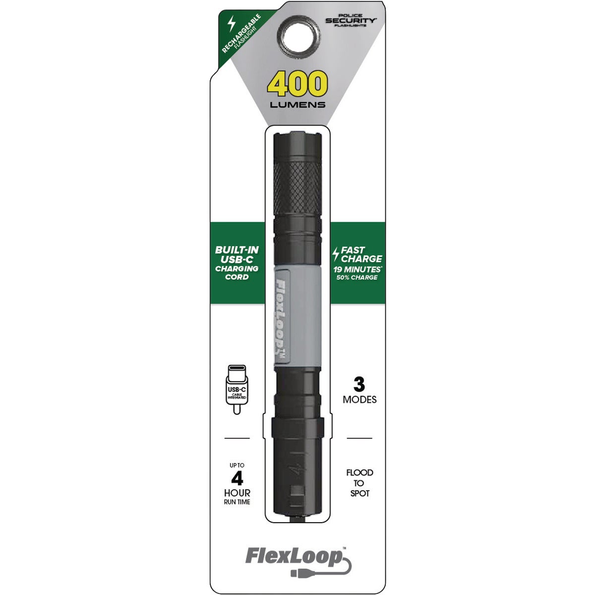 Police Security FlexLoop RS 400 Lm. Rechargeable Flashlight