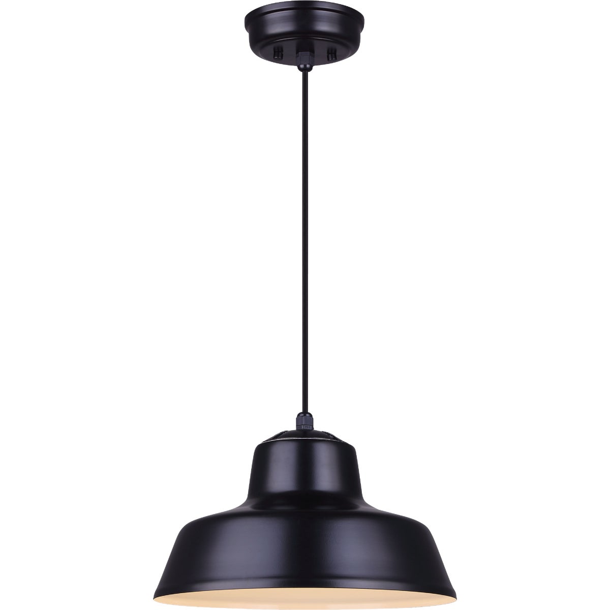 Canarm Levi 14 In. Black Metal Warehouse Pendant Light Fixture Image 1