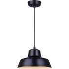 Canarm Levi 14 In. Black Metal Warehouse Pendant Light Fixture Image 1