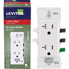 Leviton Lever Edge White 20A Commercial Grade 5-15R Tamper Resistant Duplex Outlet Image 1