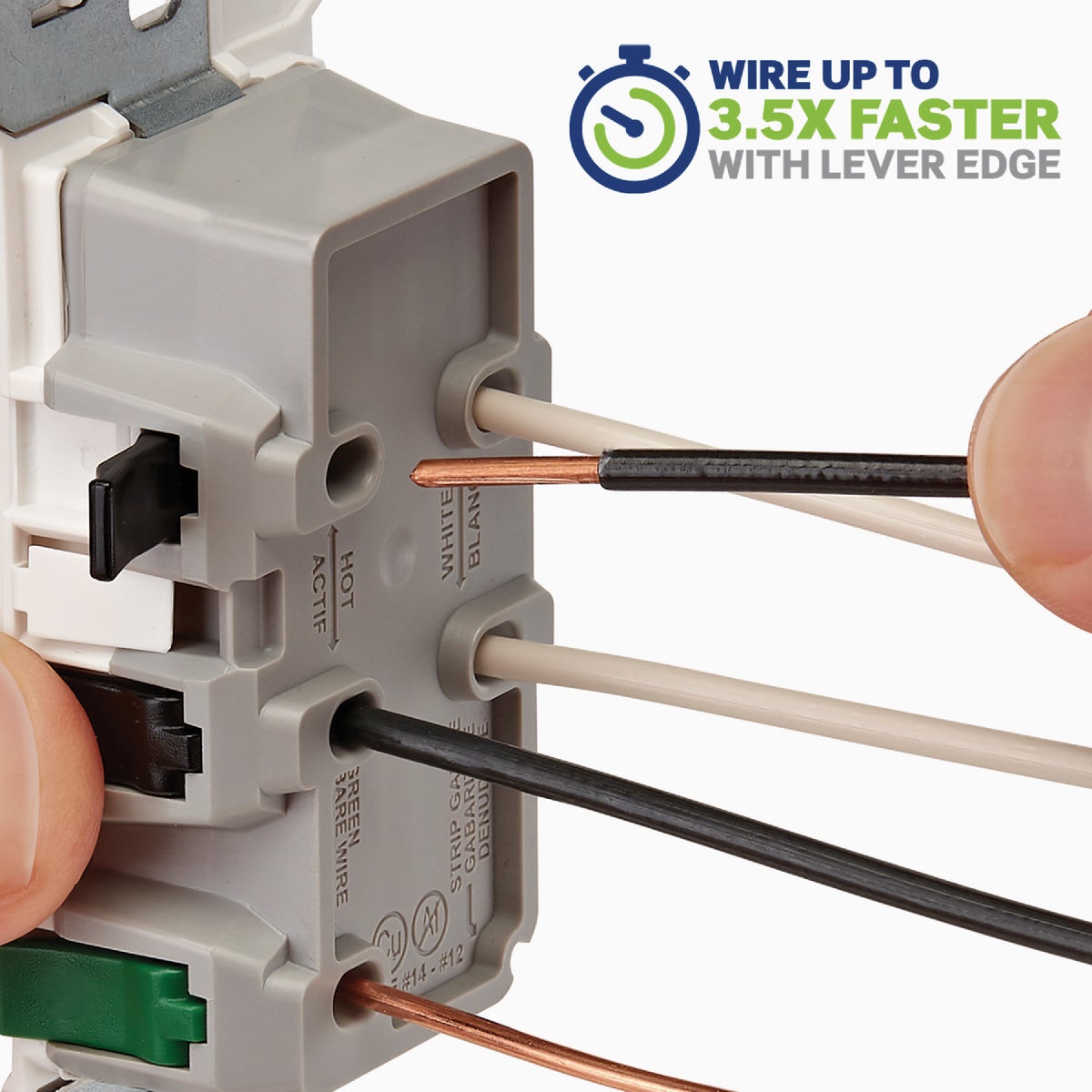 Leviton Lever Edge White 20A Commercial Grade 5-15R Tamper Resistant Duplex Outlet Image 2