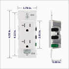 Leviton Lever Edge White 20A Commercial Grade 5-15R Tamper Resistant Duplex Outlet Image 5