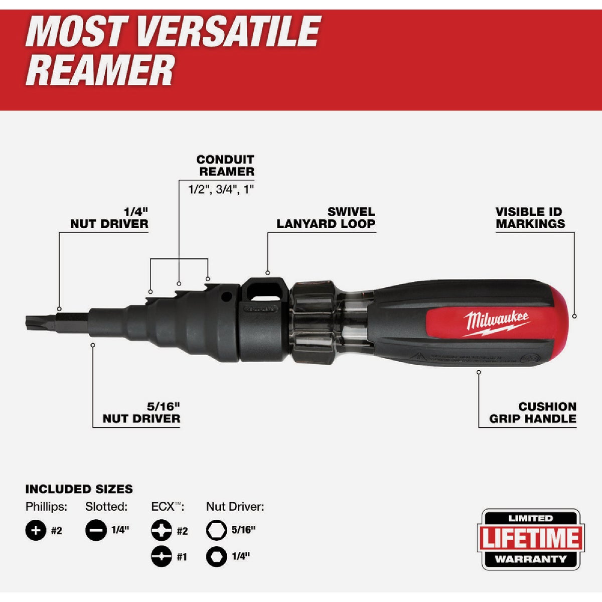 Milwaukee 7-In-1 Conduit Reamer with ECX Bit Image 2