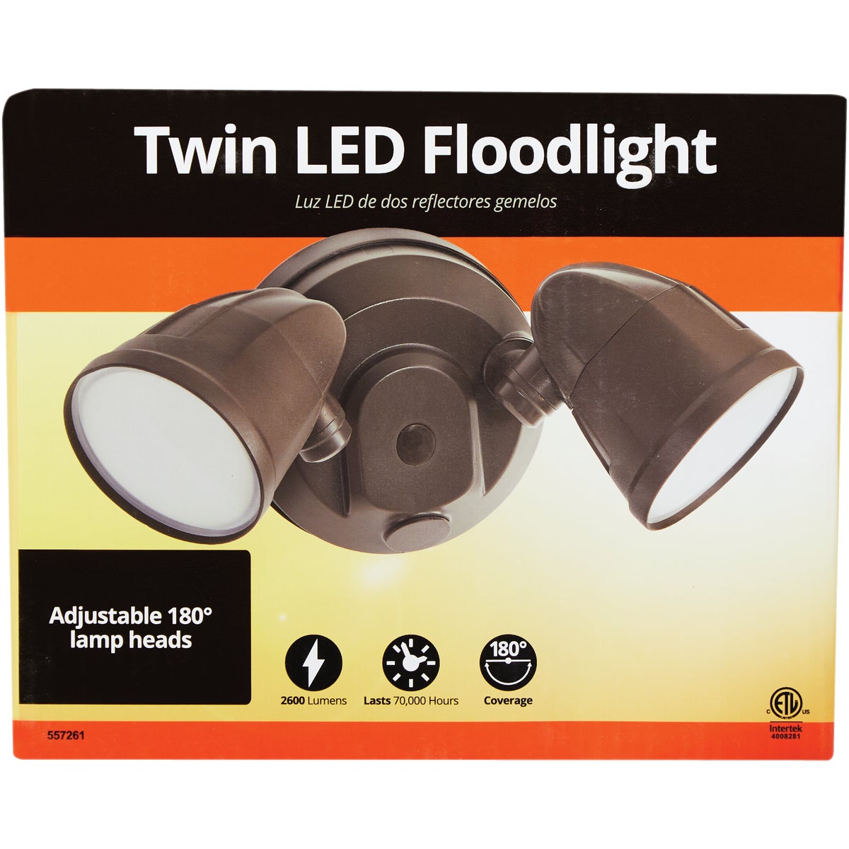 Bronze Twin Head LED Floodlight Fixture Image 2