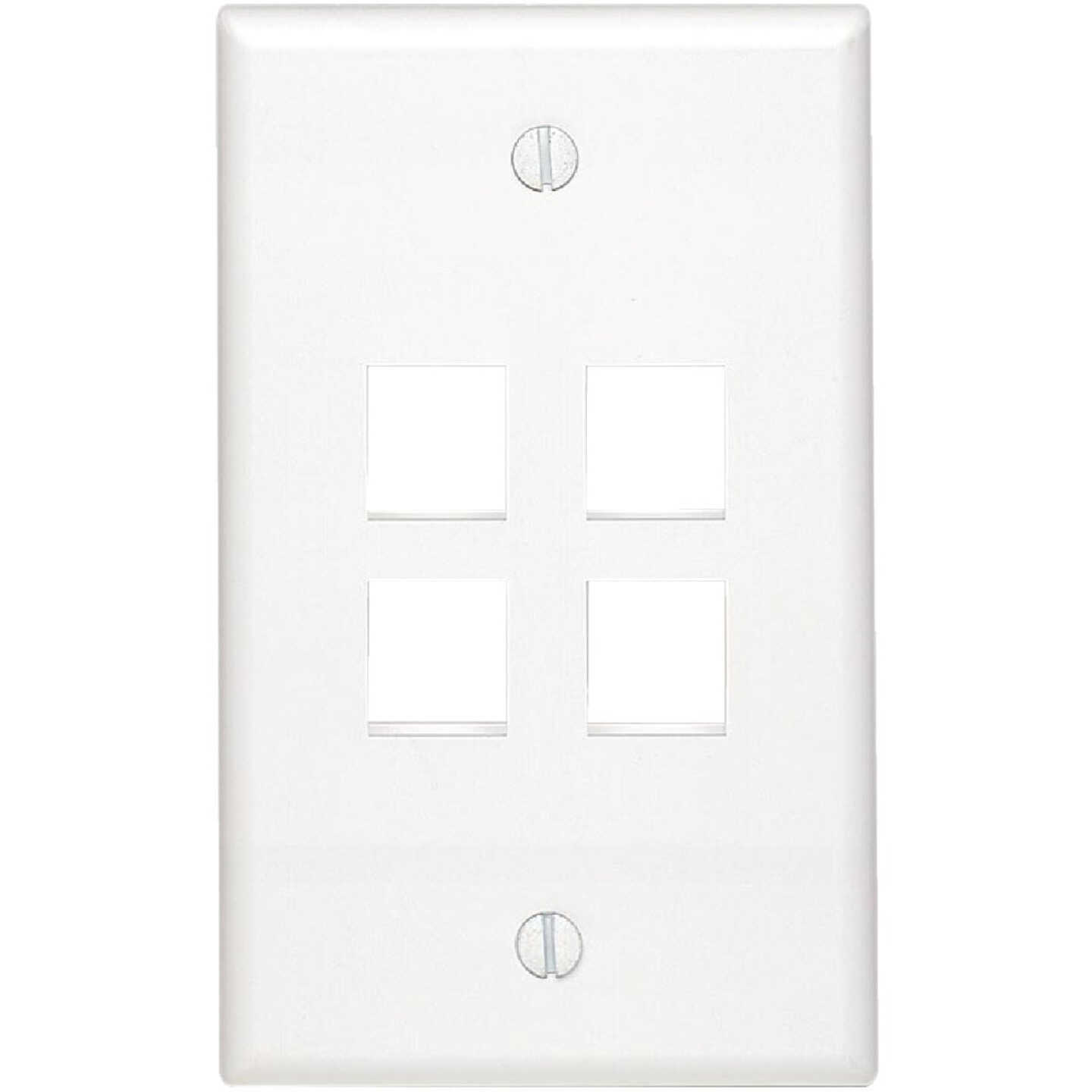 Leviton Quickport 4-Port White Flush Mount Wall Plate Image 1