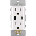 Leviton Decora 15A White Tamper Resistant Duplex Outlet Image 1