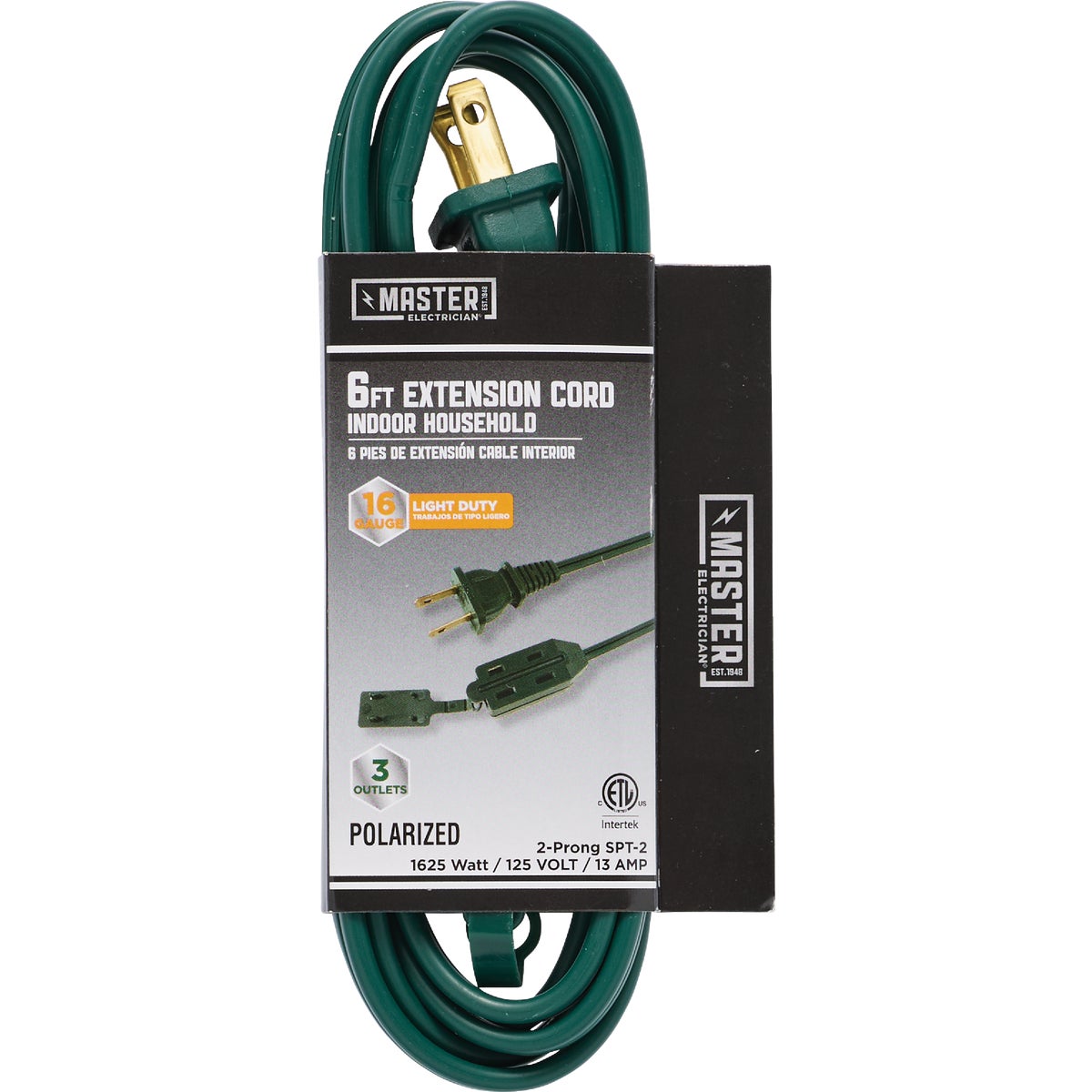 Master Electrician 6 Ft. 16/2 Green Cube Tap Extension Cord